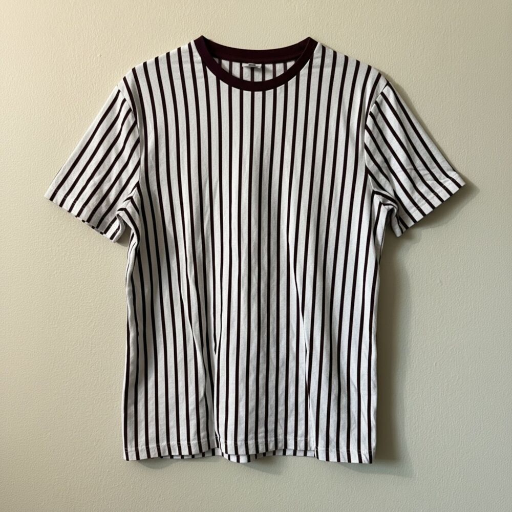 DENIM & FLOWER Ricky Singh Men M Striped Crew Neck T Shirt White